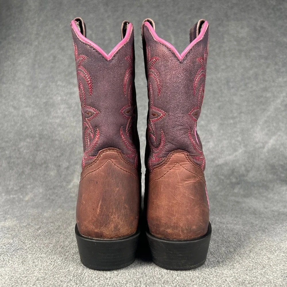 Dan Post Western Cowboy Boots Brown Purple Leather Youth Size 1 DPC2947